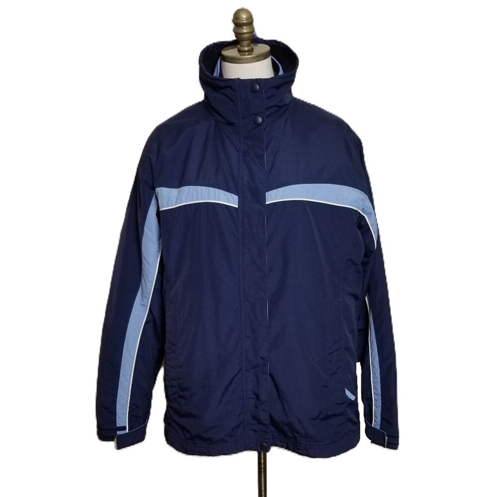 Vintage 90s LL Bean Jacket Women L Blue 3 in 1 Fleece Pockets Winter Outdoor Coa